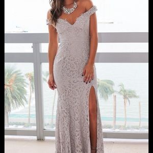 Grey maxi dress with slit